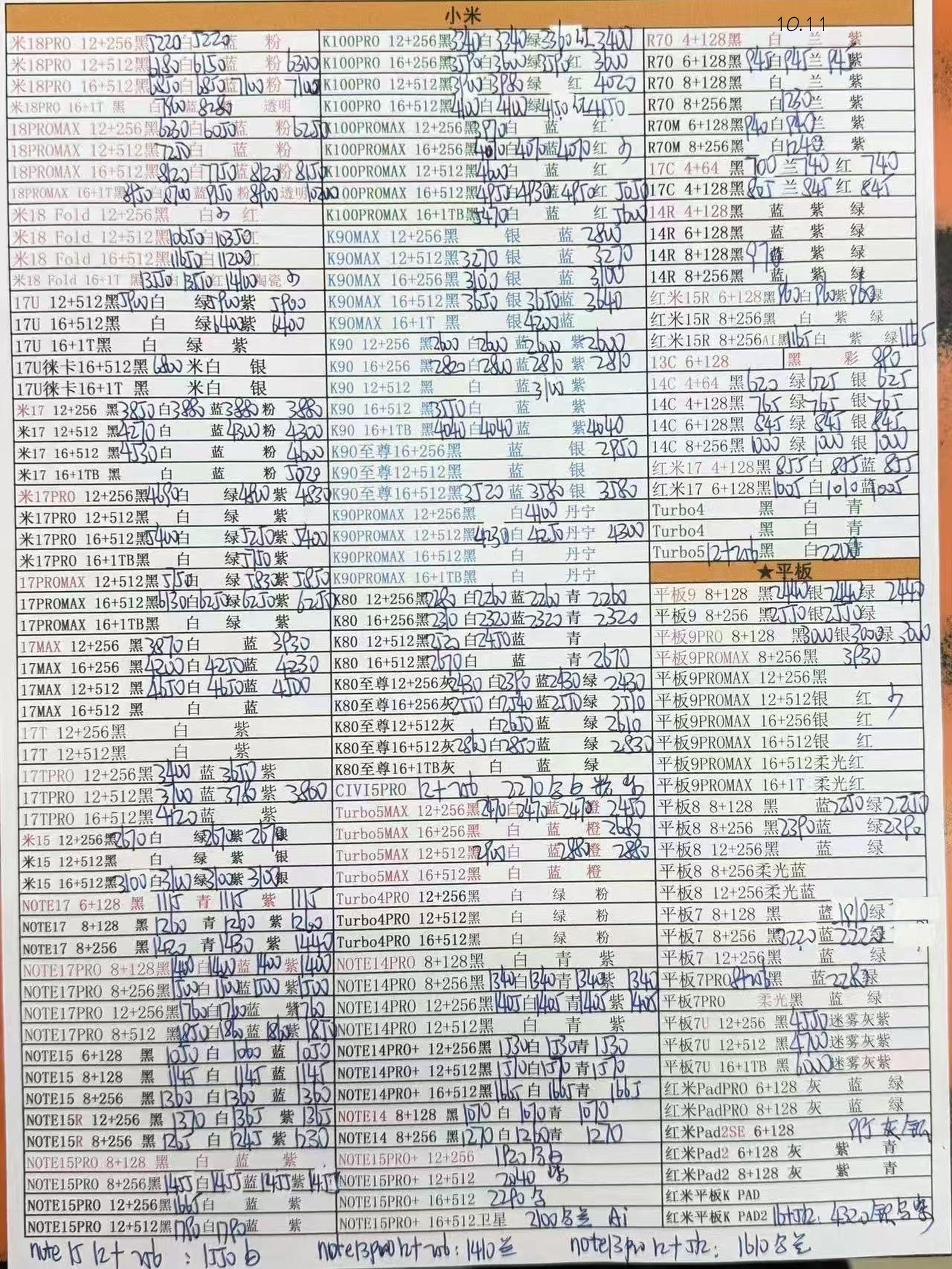 【2026年10月11日】国行、港行、境外全系列手机全国联保报价单
