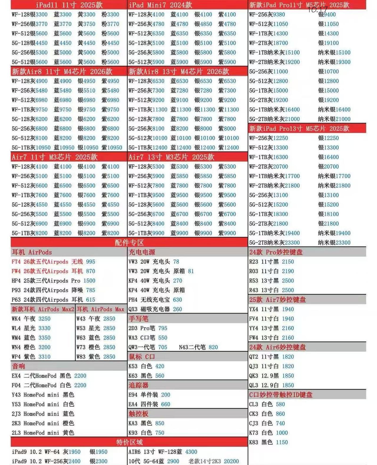 【2026年10月17日】国行、港行、境外全系列手机全国联保报价单