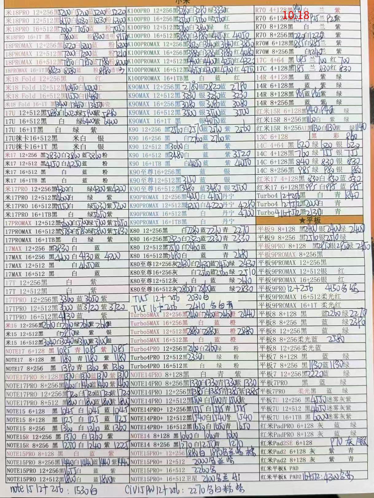 【2026年10月18日】国行、港行、境外全系列手机全国联保报价单